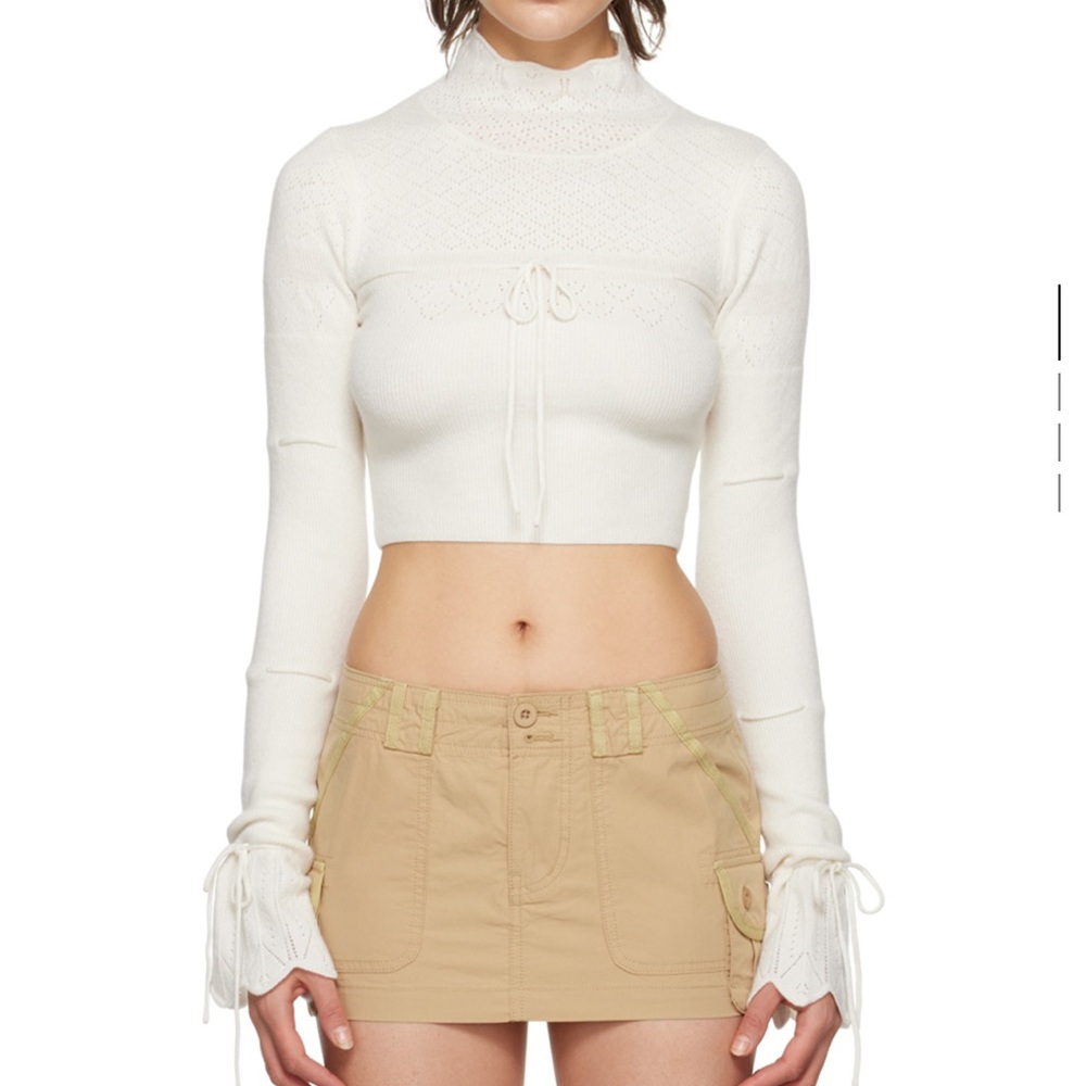 Danielle Guizio White Cowl Neck Sweater